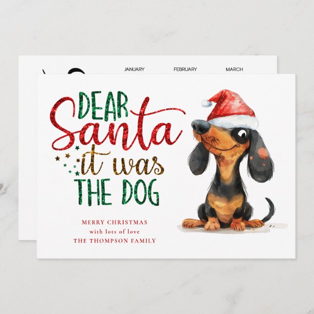 Funny Santa Es war Dog 2026 Kalender Weihnachten (Vorne/Hinten)