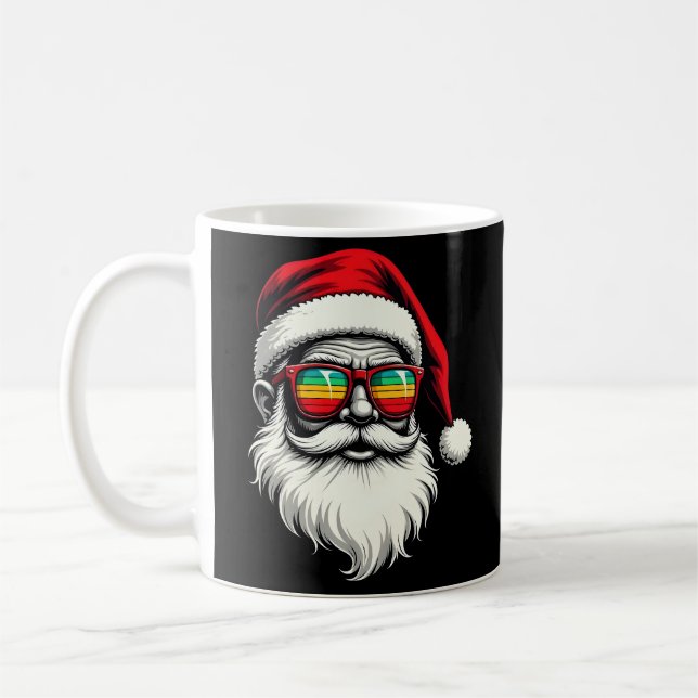Funny Santa Face Retro Sunglasses Christmas  Kaffeetasse (Links)