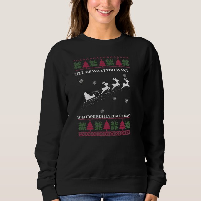 Funny Santa Flying Reindeer Ugly Sweater Sweatshirt (Vorderseite)