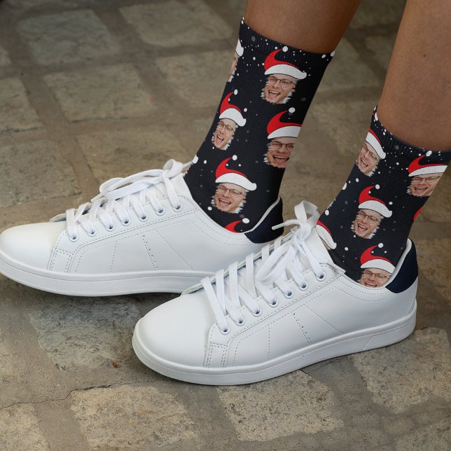 Funny Santa Foto Weihnachtssocken Socken (Von Creator hochgeladen)