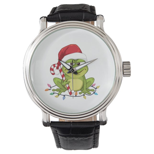 Funny Santa Frog Christmas Shirt - Cute Frog with  Armbanduhr (Vorderseite)