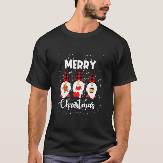 Funny Santa Garden Gnomes Xmas Frohe Weihnachten T-Shirt (Vorderseite)