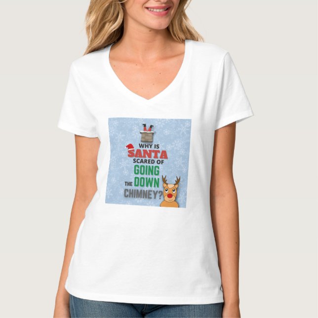 Funny Santa geht den Schornstein herunter Joke Kin T-Shirt (Vorderseite)