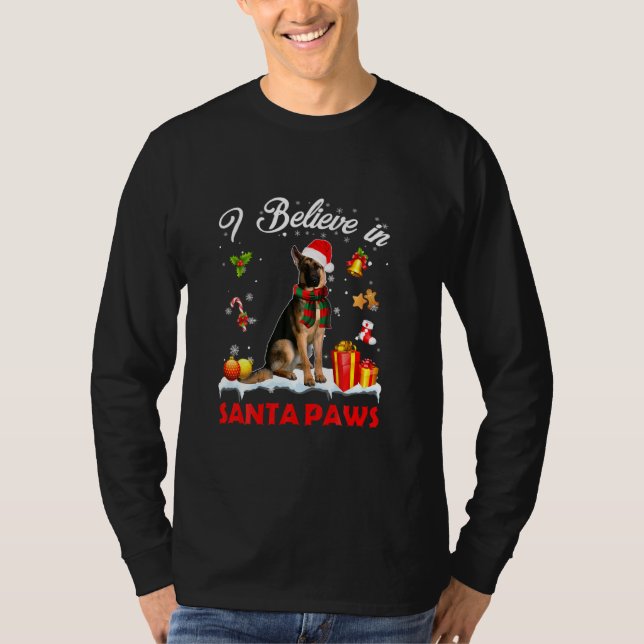Funny Santa German Shepherd Claus Dog Christmas De T-Shirt (Vorderseite)