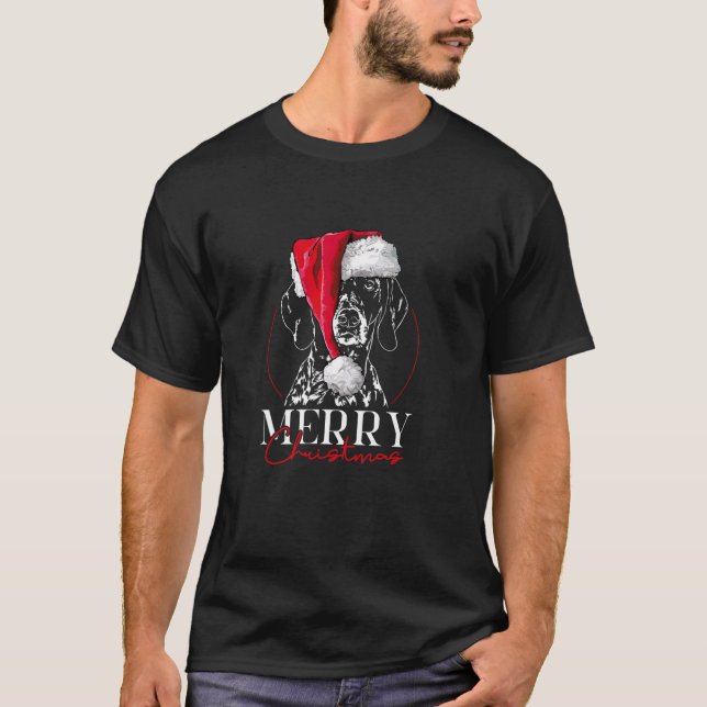 Funny Santa German Shorthaired Pointer Merry Chris T-Shirt (Vorderseite)