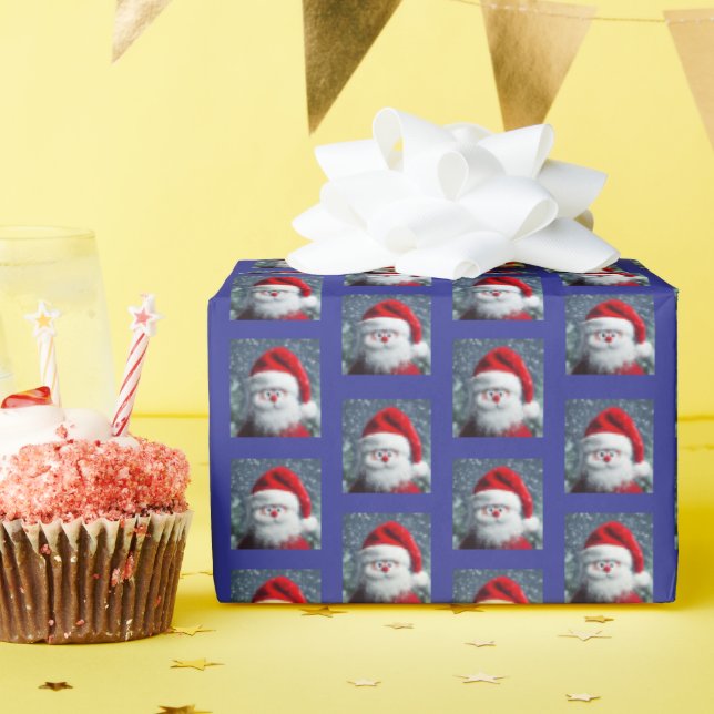 Funny Santa Gift Wrap, Googly Eyes, Red & Blue, Geschenkpapier (Geburtstagsparty)