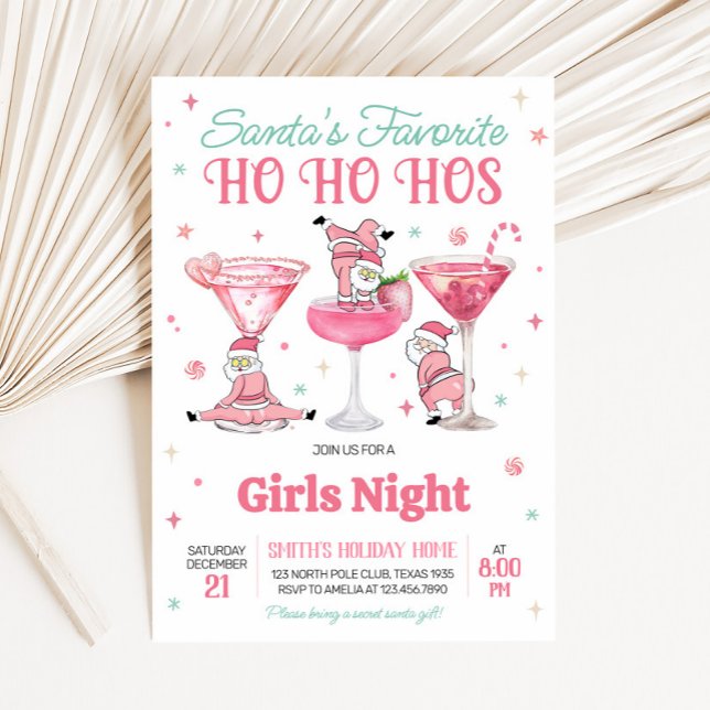 Funny Santa Girls Night Weihnachts Party Einladung (Santas Favorite Girls Night Christmas Party Invitation)