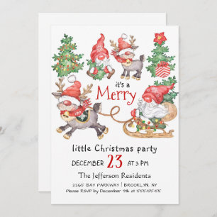 Funny Santa Gnomes Frohe Weihnachten Kleines Party Einladung