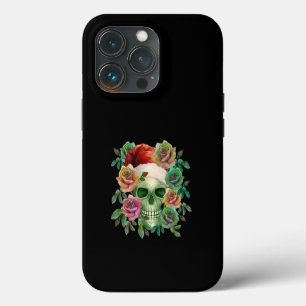 FUNNY SANTA GREEN SKULL AND CHRISTMAS FLORAL iPhone 13 PRO HÜLLE