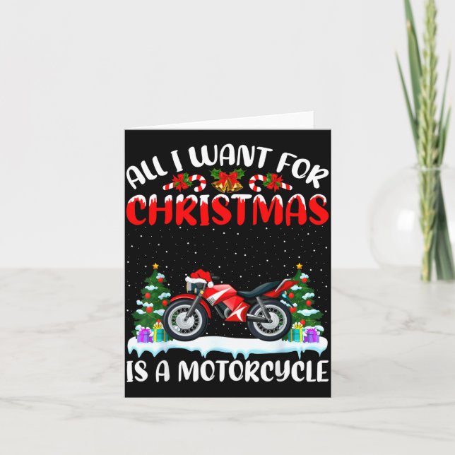 Funny Santa Hat All I Want For Christmas Is A Moto Karte (Vorderseite)