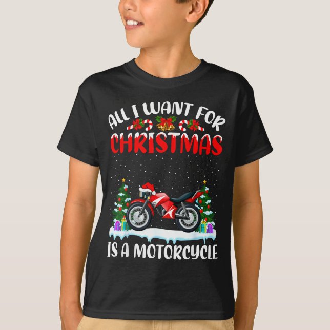 Funny Santa Hat All I Want For Christmas Is A Moto T-Shirt (Vorderseite)