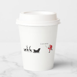 Funny santa 'I am coming' for sleigh Pappbecher