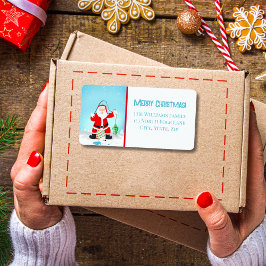 Funny Santa Ice Fischen mit Polar Bär Adressaufkleber