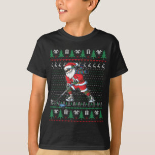 Funny Santa Ice Hockey Spieler Ugly Sweater Christ T-Shirt