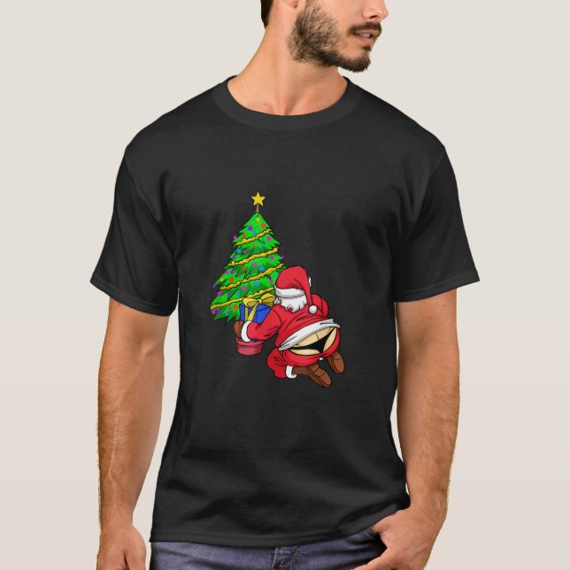 Funny Santa in Thong Weihnachtsbaum Weihnachtsgesc T-Shirt (Vorderseite)