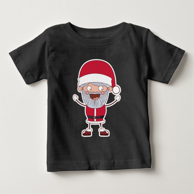 Funny Santa individuelle Name Kleidung Baby T-shirt (Vorderseite)