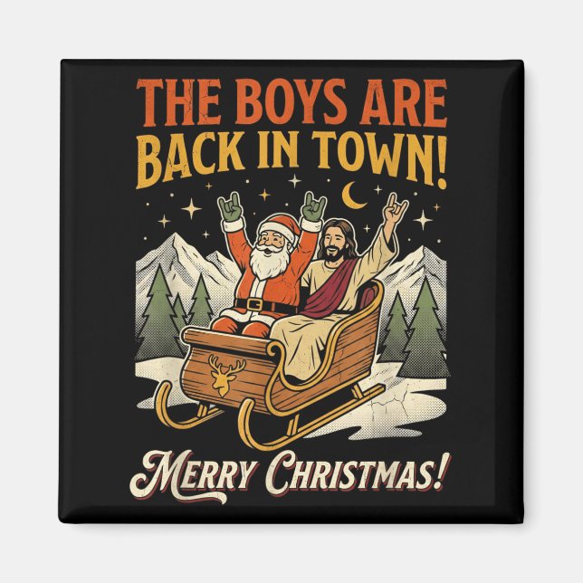 Funny Santa Jesus Rock Christmas Retro Vintage  Magnet (Vorne)