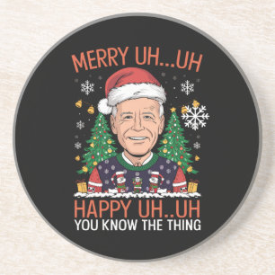 Funny Santa Joe Biden Merry Äm Christmas Ugly Getränkeuntersetzer