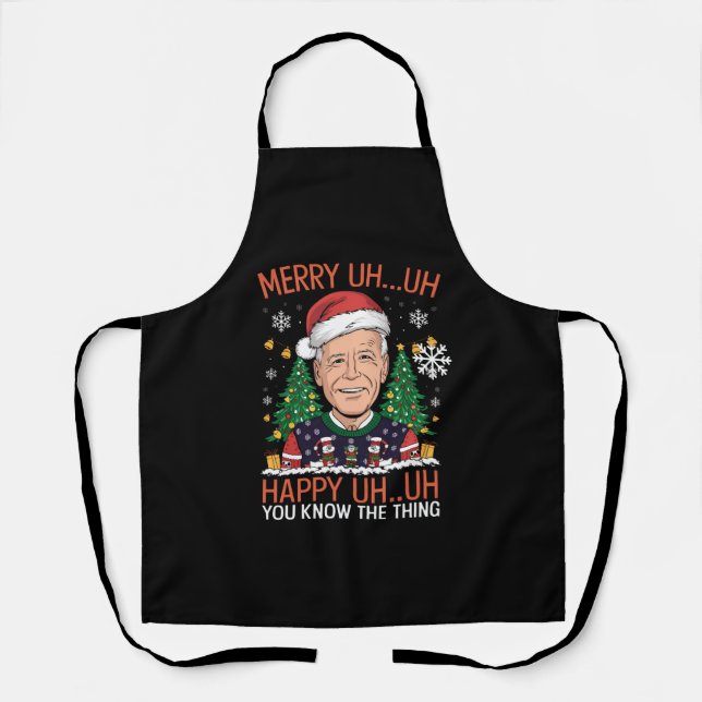 Funny Santa Joe Biden Merry Äm Christmas Ugly Schürze (Vorderseite)