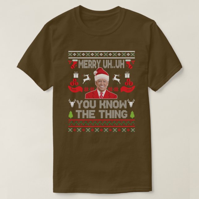 Funny Santa Joe Biden Merry Äm Christmas Ugly T-Shirt (Design vorne)