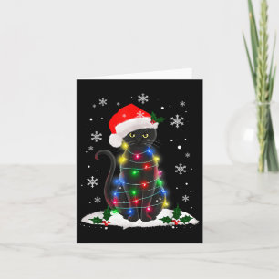 Funny Santa Kitten Black Cat Weihnachtsbaum Lichte Karte
