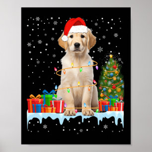 Funny Santa Labrador Hund Weihnachtsleuchten Xmas Poster