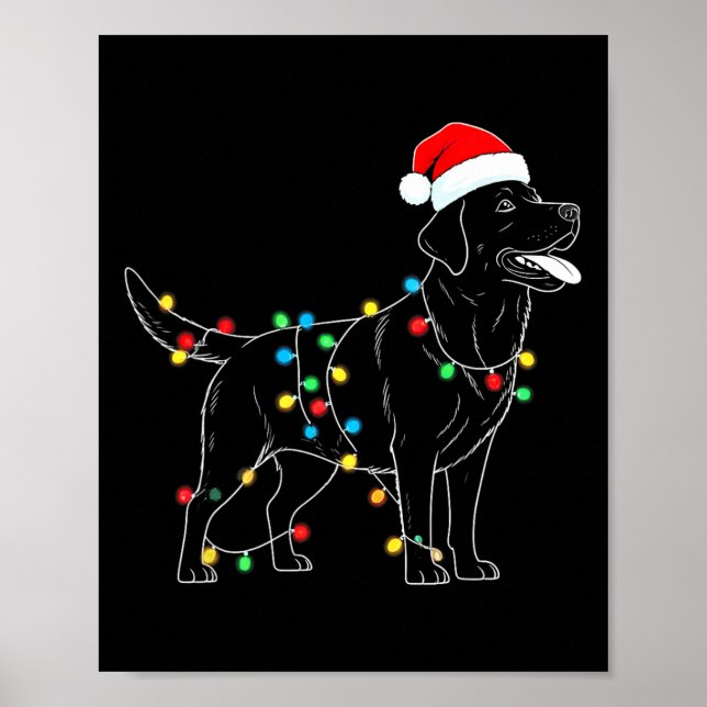 Funny Santa Labrador Retriever Christmas Lights Do Poster (Vorne)