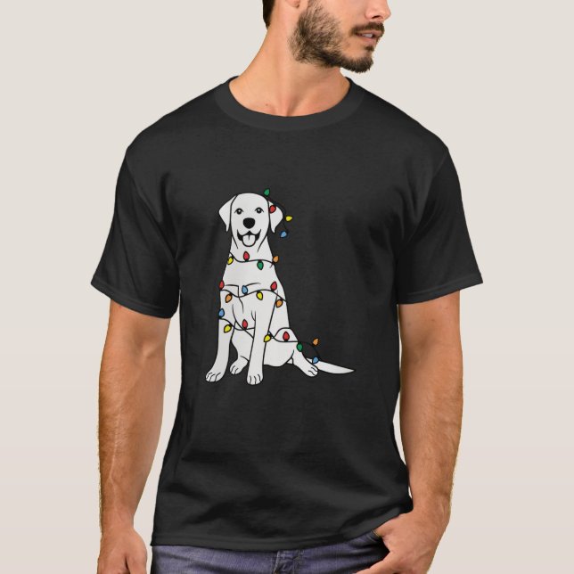 Funny Santa Labrador Retriever Christmas Lights Do T-Shirt (Vorderseite)