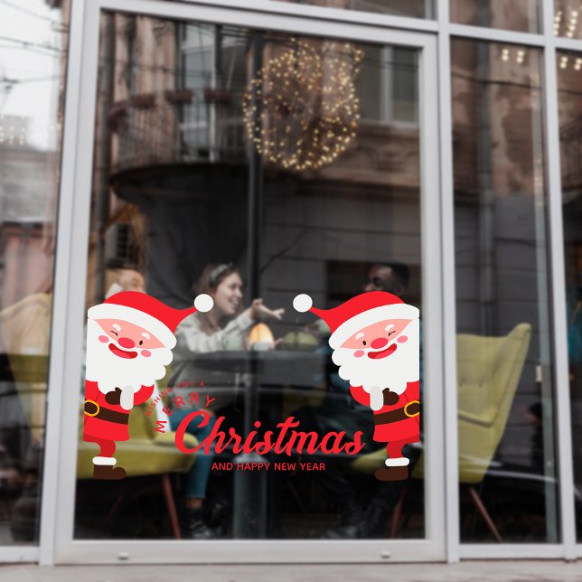 Funny Santa Merge Weihnachten Weihnachten Kleine B Fensteraufkleber (Funny Santa Merry Christmas Small Business Holiday Window Cling)
