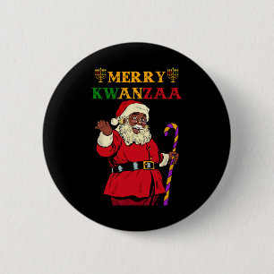 Funny Santa Merry Kwanzaa Afroamerikanischer Feier Button