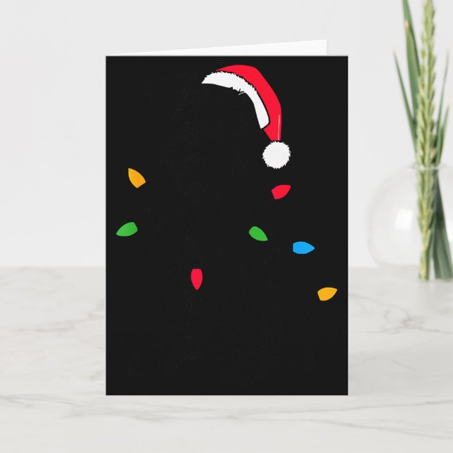 Funny Santa Miniature Schnauzer Christmas Lights D Karte (Vorderseite)