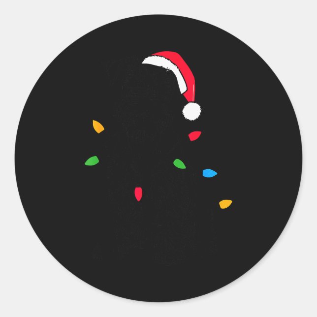 Funny Santa Miniature Schnauzer Christmas Lights D Runder Aufkleber (Vorderseite)