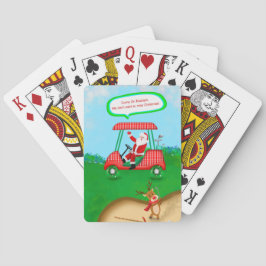 Funny Santa mit Rentier Golf spielen Spielkarten