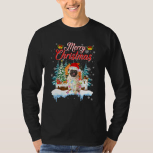 Funny Santa Mops Hund Frohe Weihnachtsmänner Fraue T-Shirt