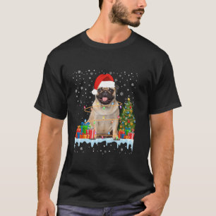 Funny Santa Mops Hund Weihnachten Lichter Weihnach T-Shirt