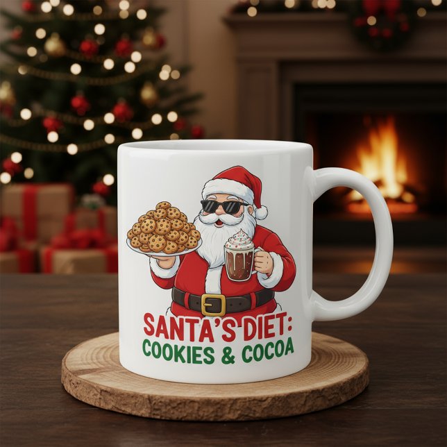 Funny Santa Mug – Santa’s Diet: Cookies & Cocoa Kaffeetasse (Von Creator hochgeladen)