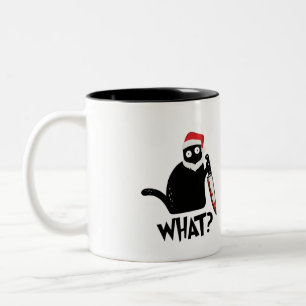 Funny Santa Murderous Black Cat Was? mit Messer  Zweifarbige Tasse