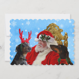 Funny Santa Niedlich Doberman Hunde Schnee Weihnac Feiertagskarte