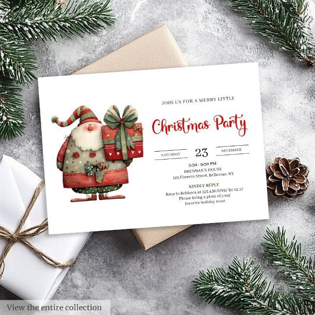 Funny Santa office party modern Christmas invite Einladung (Funny Santa office party modern Christmas invite)