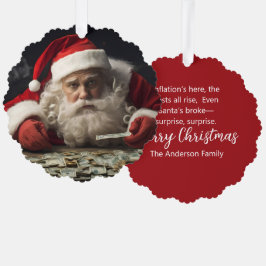 Funny Santa Ornament Card with Inflation Rhyme Karte