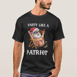 Funny Santa Party wie ein Patriot 4. Juli T-Shirt