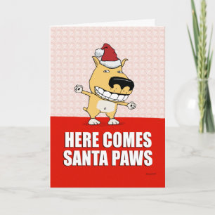 Funny Santa Paws Dog Weihnachtskarte Feiertagskarte
