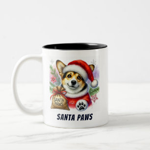 Funny Santa Paws Niedlich Corgi Dog Zweifarbige Tasse