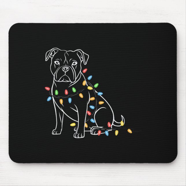 Funny Santa Pitbull WeihnachtsLICHT Pitbull Dog L Mousepad (Vorne)