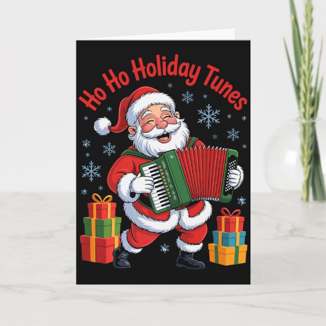 Funny Santa Playing Accordion Holiday Chrismas Xma Karte (Vorderseite)