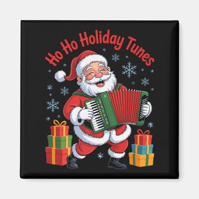 Funny Santa Playing Accordion Holiday Chrismas Xma Magnet (Vorne)