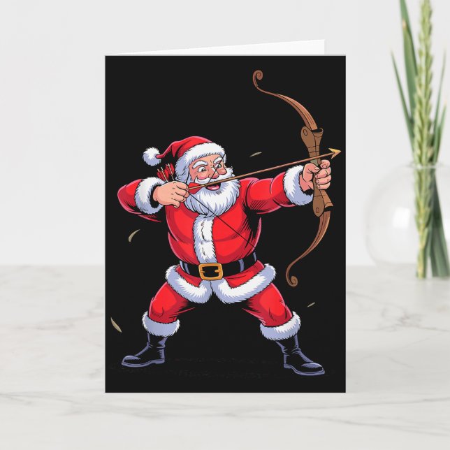 Funny Santa Playing Archery Holiday Christmas Xmas Karte (Vorderseite)