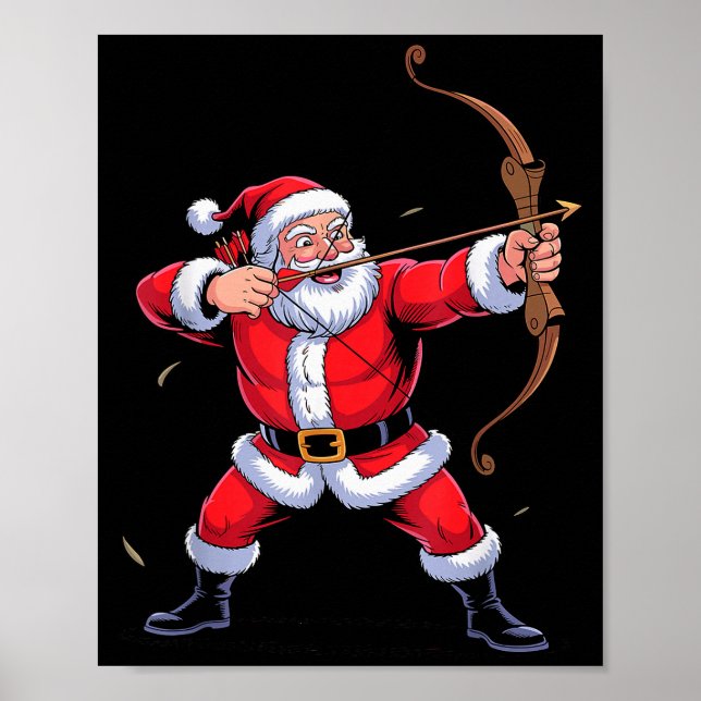Funny Santa Playing Archery Holiday Christmas Xmas Poster (Vorne)