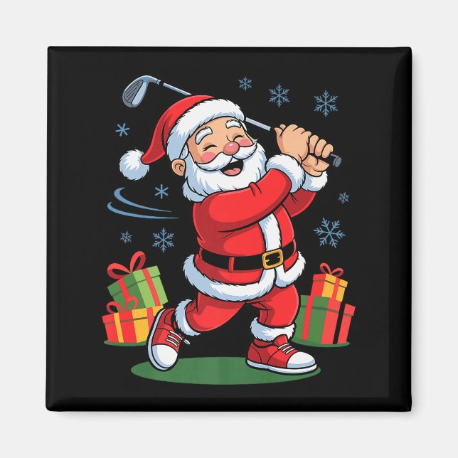 Funny Santa Playing Golf Holiday Christmas Xmas Pa Magnet (Vorne)