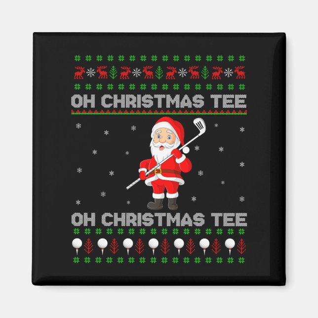 Funny Santa Playing Golf Srts Christmas  Magnet (Vorne)